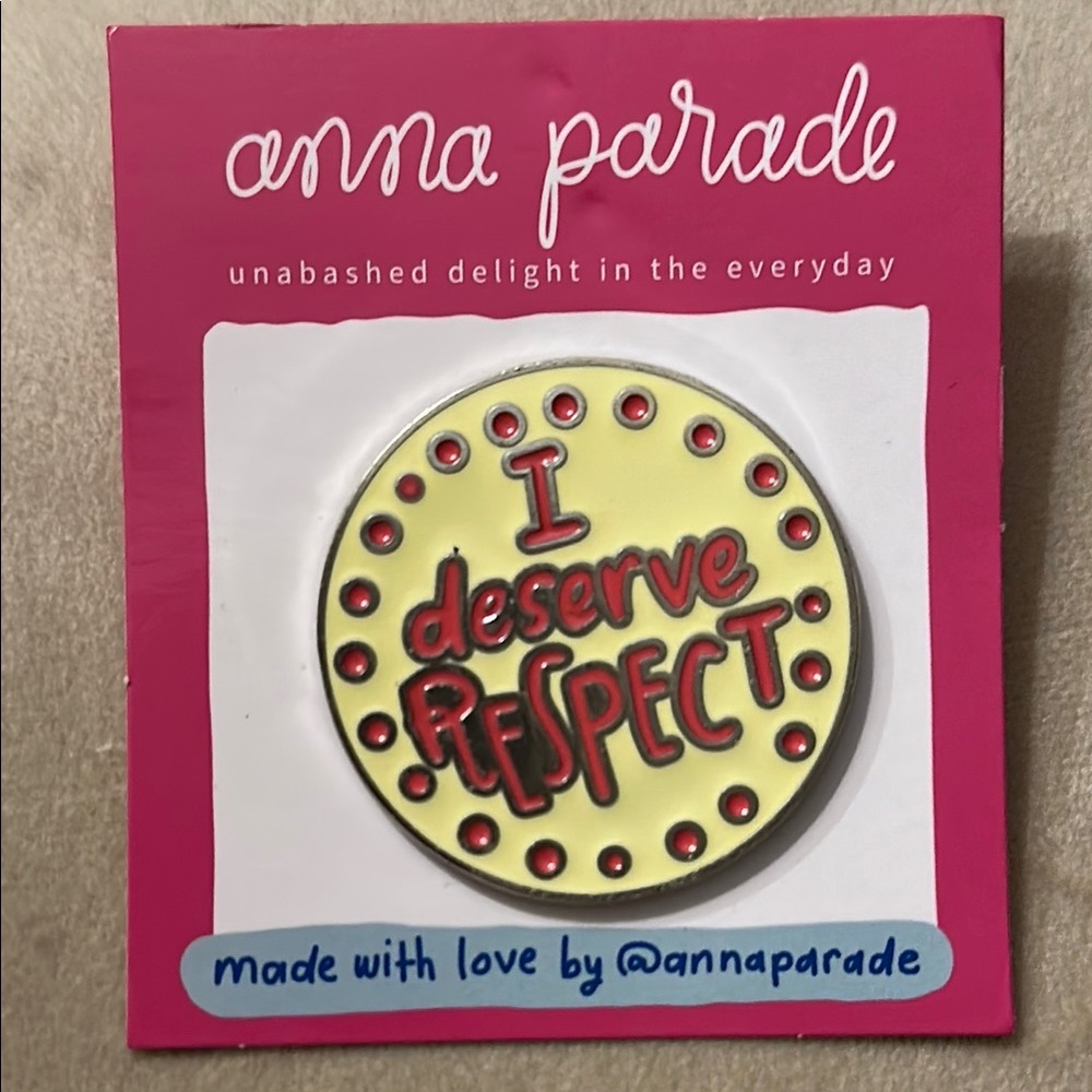 Yellow and Red 'I Deserve Respect' Pin